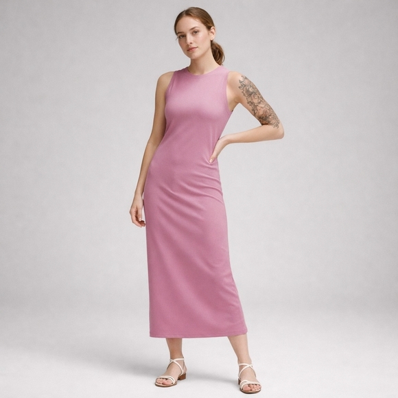 lululemon athletica Dresses & Skirts - Lululemon All Aligned Ribbed Midi Dress Velvet Dust NWT Sz 4